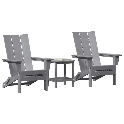  Kerti Szék 3 pcs Világosszürke 80.5 x 74.5 x 92 cm Polietilén