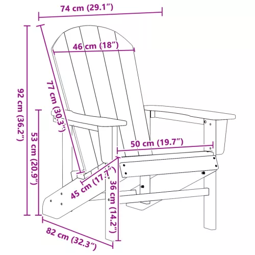  Adirondack székek 2 db Tengerészkék 74x82x90 cm HDPE