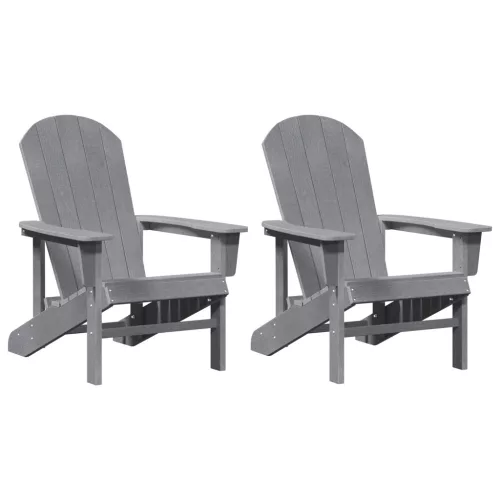  Adirondack székek 2 db Világosszürke 74x82x90 cm HDPE