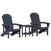  3 Részes Kerti Lounge Készlet Tengerészkék HDPE