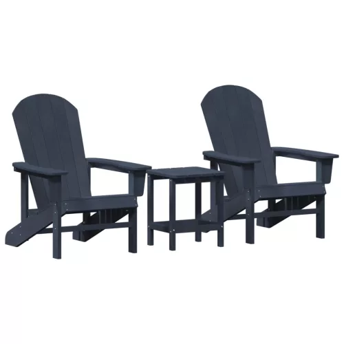  3 Részes Kerti Lounge Készlet Tengerészkék HDPE