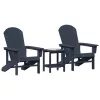  3 Részes Kerti Lounge Készlet Tengerészkék HDPE