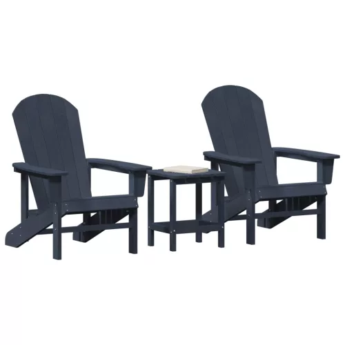  3 Részes Kerti Lounge Készlet Tengerészkék HDPE