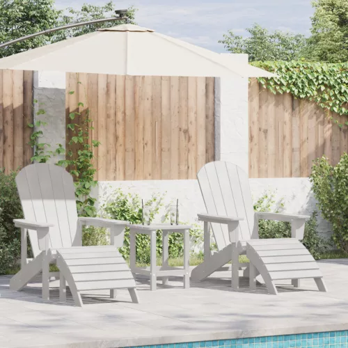  Adirondack Székek Lábpihentővel 2 db Fehér HDPE