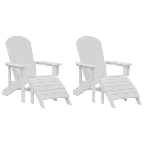  Adirondack Székek Lábpihentővel 2 db Fehér HDPE