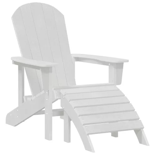  Adirondack Székek Lábpihentővel 2 db Fehér HDPE