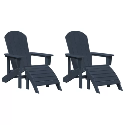 Adirondack szék lábtartókkal 2 db Tengerészkék HDPE