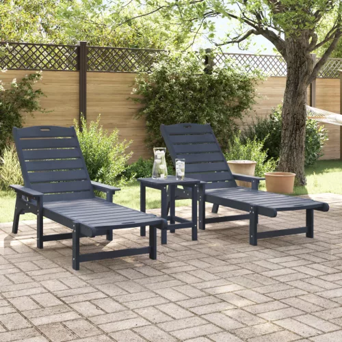  Nyugágy 2 db Tengerészkék 162x53x98.5 cm HDPE