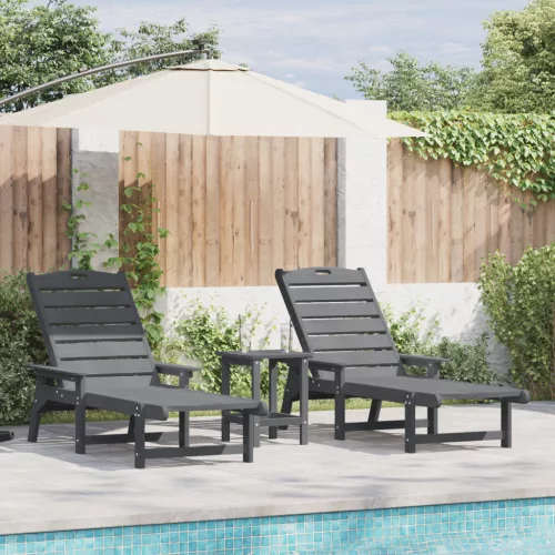  Napozóágy 2 db Világosszürke 162x53x98.5 cm HDPE