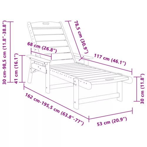  Napozóágy 2 db Világosszürke 162x53x98.5 cm HDPE