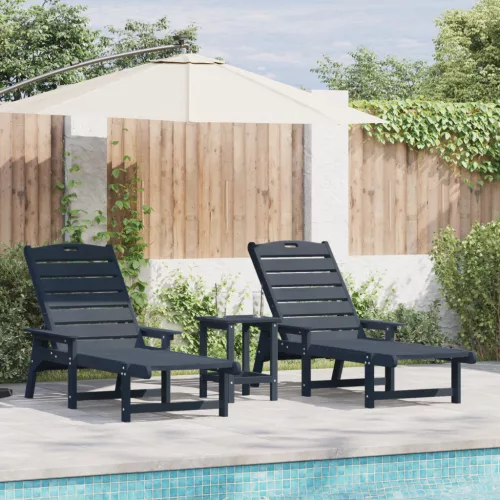  3 darabos kerti lounge szett tengerészkék HDPE