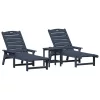  3 darabos kerti lounge szett tengerészkék HDPE