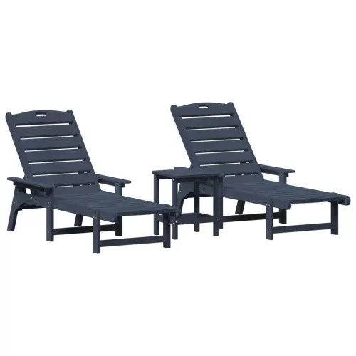  3 darabos kerti lounge szett tengerészkék HDPE