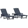  3 darabos kerti lounge szett tengerészkék HDPE