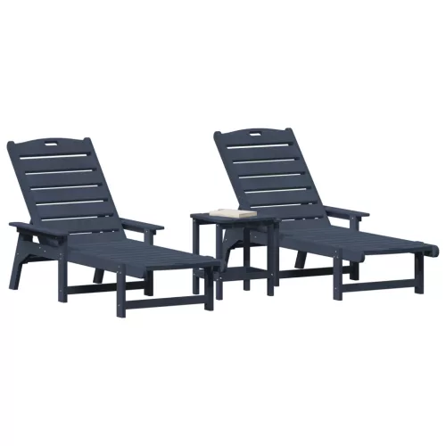  3 darabos kerti lounge szett tengerészkék HDPE