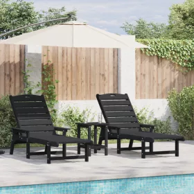  3 darabos kerti lounge szett - Fekete HDPE