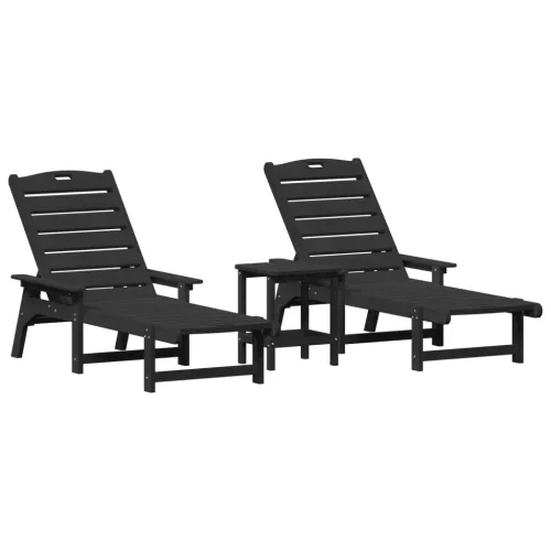  3 darabos kerti lounge szett - Fekete HDPE