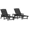  3 darabos kerti lounge szett - Fekete HDPE