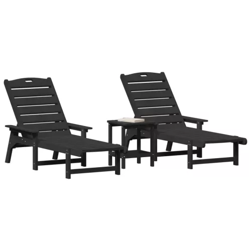  3 darabos kerti lounge szett - Fekete HDPE