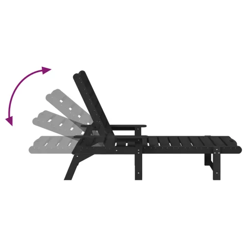 3 darabos kerti lounge szett - Fekete HDPE