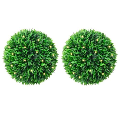  2 db zöld mesterséges boxwood gömbök LED fényekkel 47 cm
