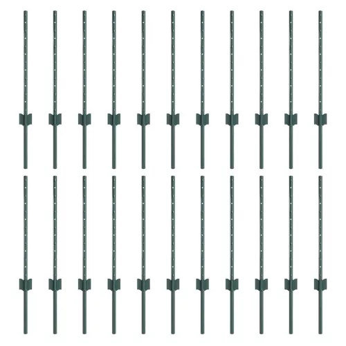  Kerítésoszlop 22 pcs Zöld 100 cm Acél