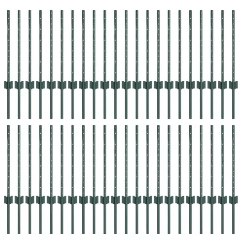 Kerítésoszlop 44 pcs Zöld 100 cm Acél