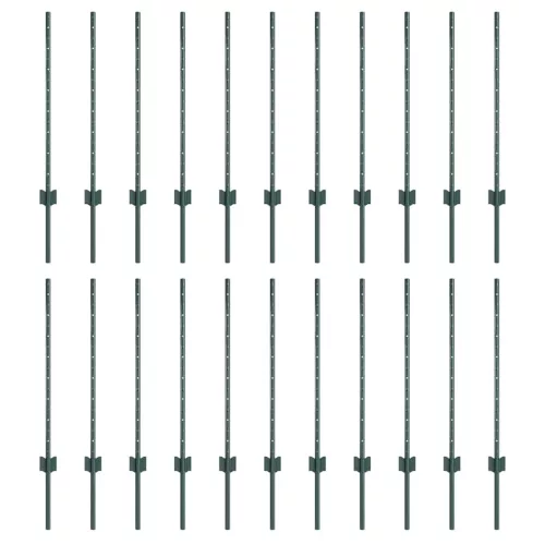  Kerítésoszlop 22 pcs Zöld 120 cm Acél