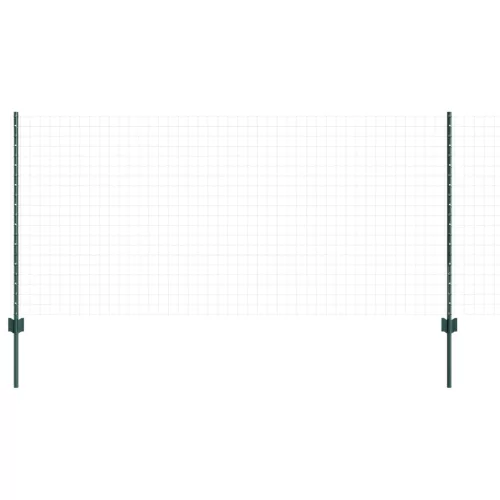  Kerítés Oszlopok 44 db U-csatorna Zöld 140 cm Acél