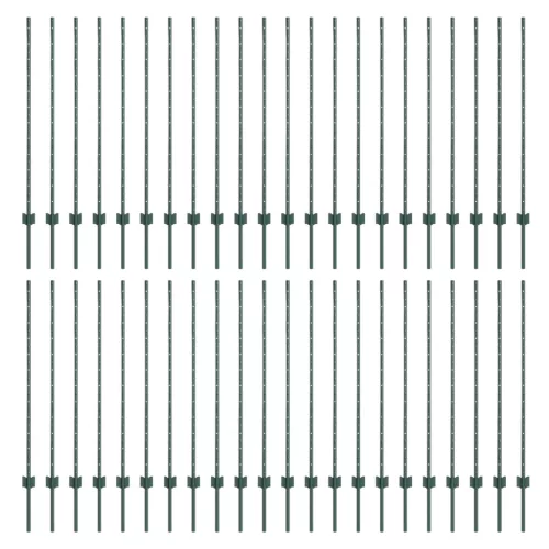  Kerítésoszlopok 44 db U-csatorna Zöld 160 cm acél