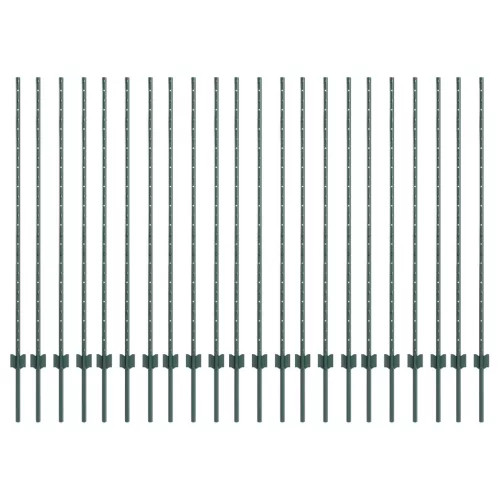  Kerítés Posztok 22 db U-Csatorna Zöld 180 cm Acél