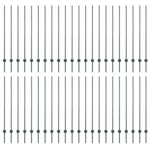  Kerítésoszlopok 44 db U-Channel Zöld 180 cm Acél