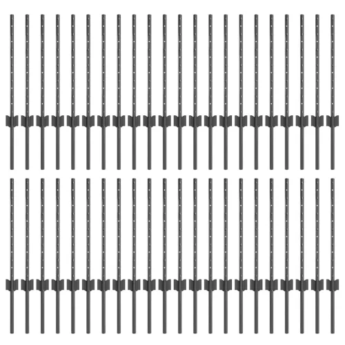  Kerítésoszlop 44 pcs Szürke 100 cm Acél