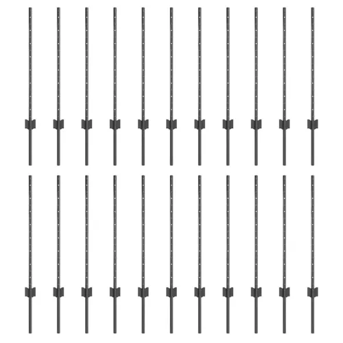  Kerítésoszlop 22 pcs Szürke 120 cm Acél