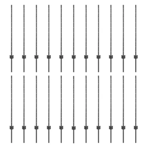  Kerítés Posztok 44 db U-csatorna Szürke 140 cm Acél