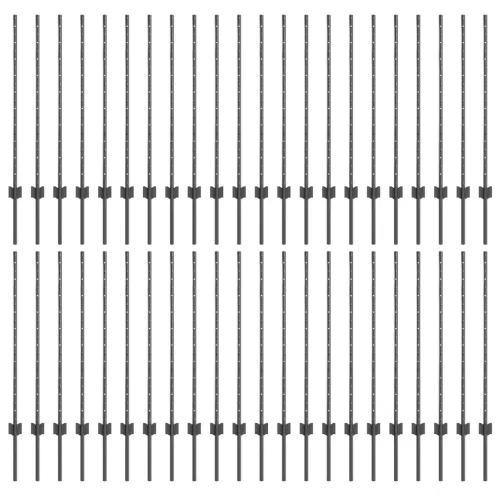  Kerítésoszlopok 88 db U-csatorna Szürke 140 cm Acél