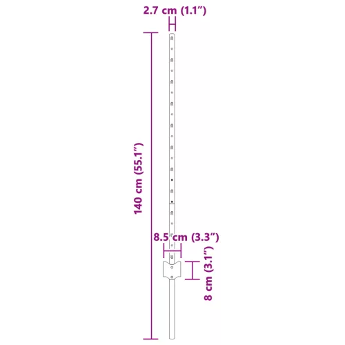  Kerítésoszlopok 88 db U-csatorna Szürke 140 cm Acél