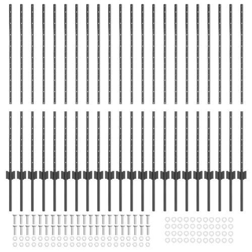  Kerítésoszlopok 44 db U-csatorna Szürke 160 cm Acél