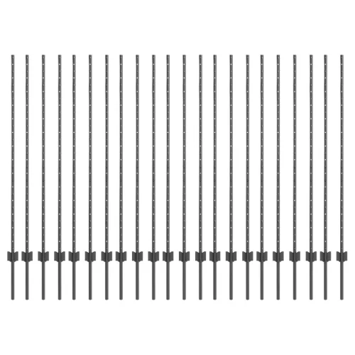  Kerítésoszlopok 44 db U-csatornás Szürke 180 cm Acél