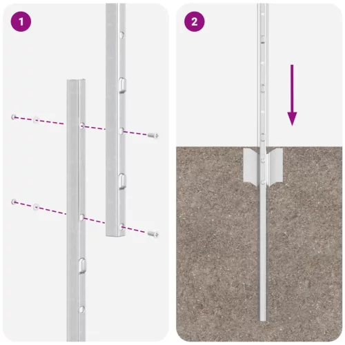  Kerítésoszlopok 88 db U-csatorna Ezüst 200 cm Acél