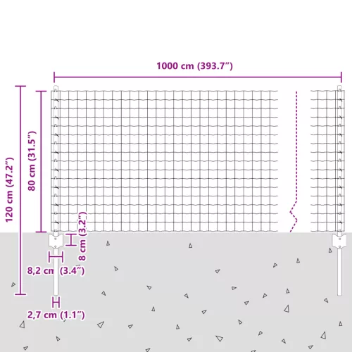  Európai Kerítés 5 U Oszloppal Zöld 0.8x10 m Acél