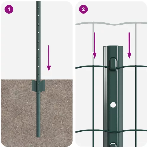  Euro Kerítés 5 U Oszloppal Zöld 0,4x10 m Fém