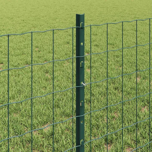  Kerítés oszlopokkal Zöld 0,6 x 10 m Acél és PVC