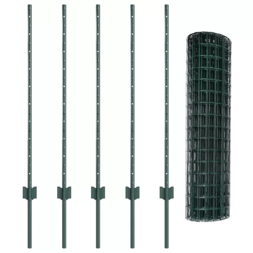  Euro Kerítés 5 U Oszloppal Zöld 1x10 m Acél