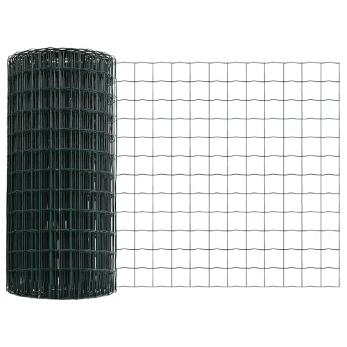 Kerítés oszlopokkal Zöld 0,6 x 10 m Acél és PVC