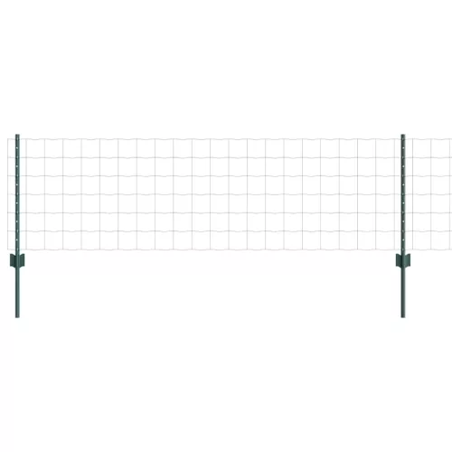  Kerítés oszlopokkal Zöld 0,6 x 10 m Acél és PVC