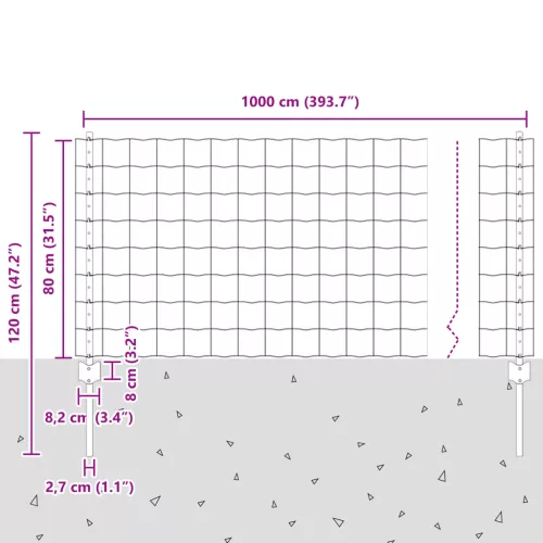  Kertkerítés szett 2 db-os szett Zöld Acél 10 x 0.8 m Tartós