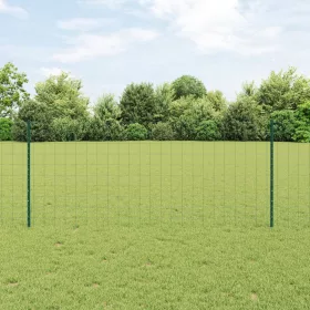   Kerti Kerítés Szett 2 darab Zöld PVC bevonatú acél 10 x 1 m