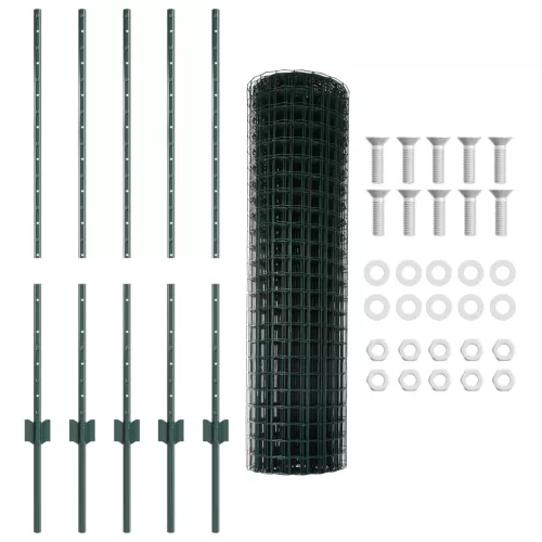  Kerti Kerítés Szett 2 darab Zöld PVC bevonatú acél 10 x 1 m