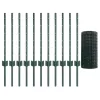  Kerítés oszlopokkal Zöld 0,6 x 25 m Acél és PVC